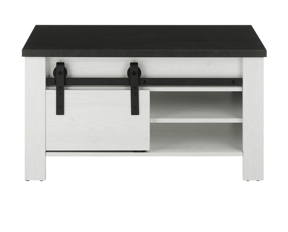 COUCHTISCH weiß Pinie, anthrazit, Landhaus, Beistelltisch 93 x 60 cm - Anthrazit/Weiß, Holzwerkstoff/Metall (93/60/51cm) - Furn.Design