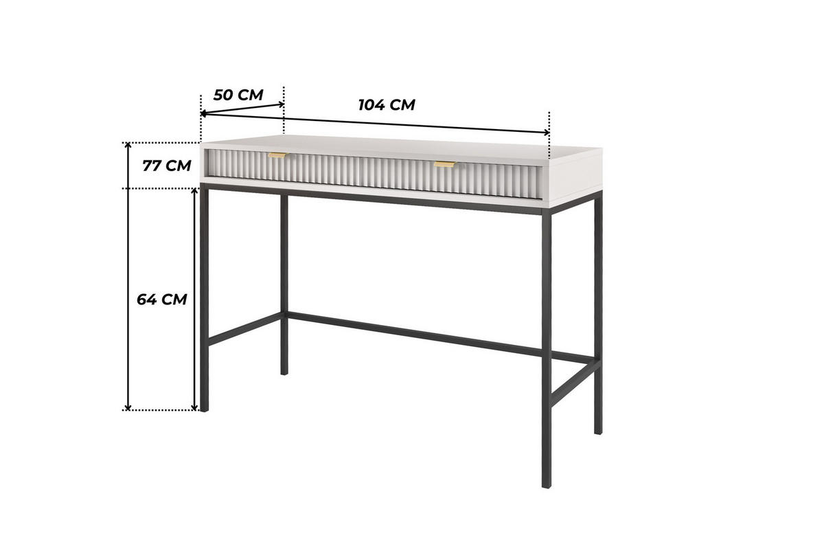 GRAUER Moderner Geriffelter Konsolentisch KIOTO T2SZ (Schwarzes Gestell, Vollauszug) - Goldfarben/Schwarz, Holzwerkstoff/Metall (50/104/77cm) - Ravio