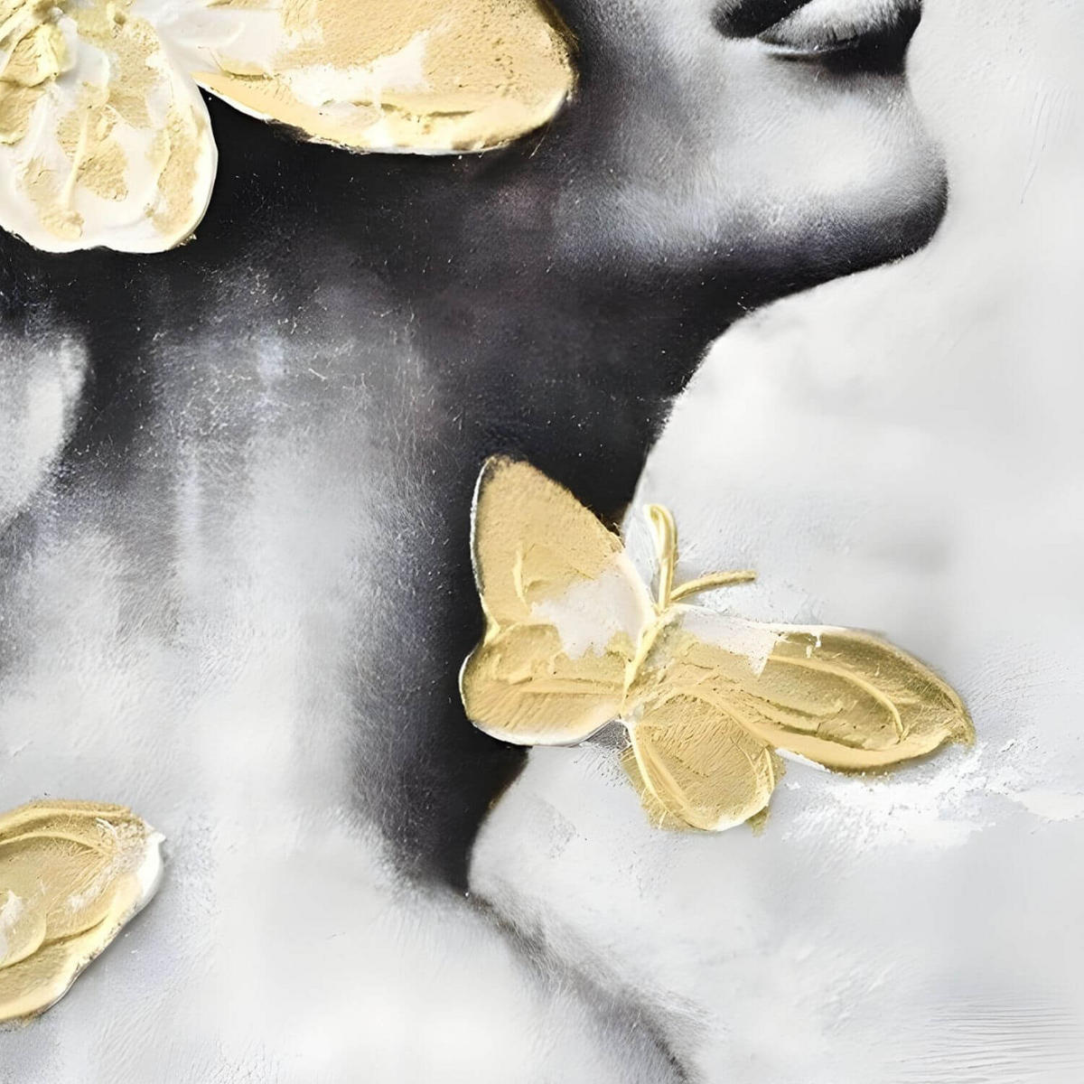 ACRYLBILD HANDGEMALT 60/60 cm - Goldfarben/Grau, Holz/Textil (60/60cm) - KUNSTLOFT