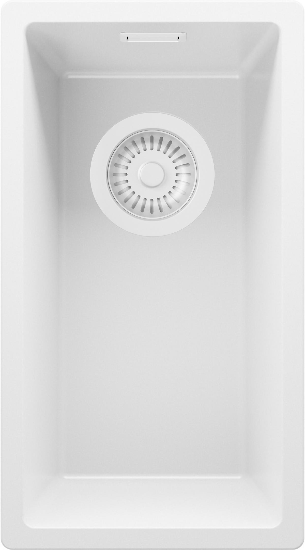 SPÜLBECKEN London Slim, 2-er set Alles Weiß 26/47 cm 1 Becken + Ablauf-Set ab 30er Unterschrank - Weiß, Kunststoff (26/20/47cm) - Primagran