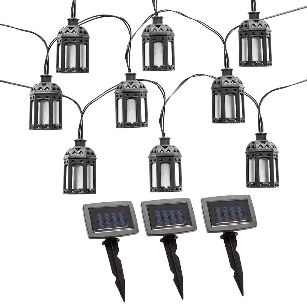 LED AUSSENLEUCHTE Solar Lichterkette Schwarz - Schwarz, Kunststoff (200/3/6cm) - Nowa