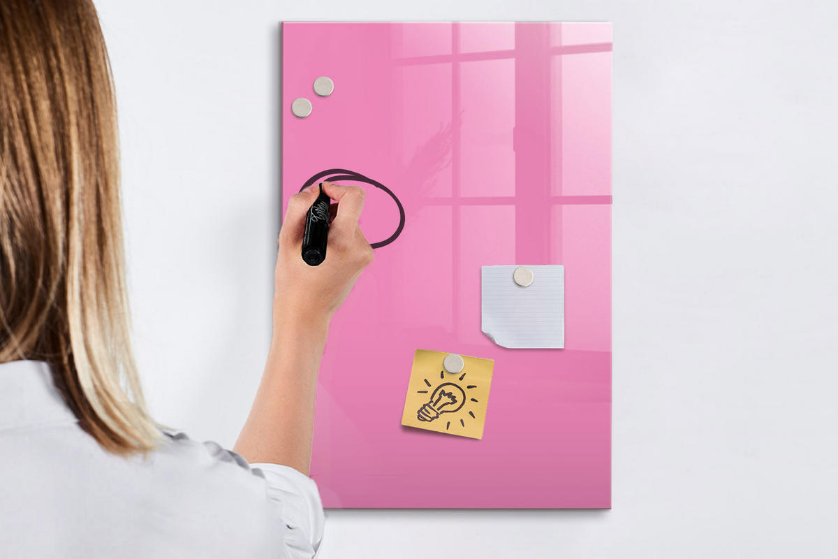MAGNETTAFEL 40x60 Rosa schwarzer Marker - Pink, Glas (40/0.4/60cm) - TULUP