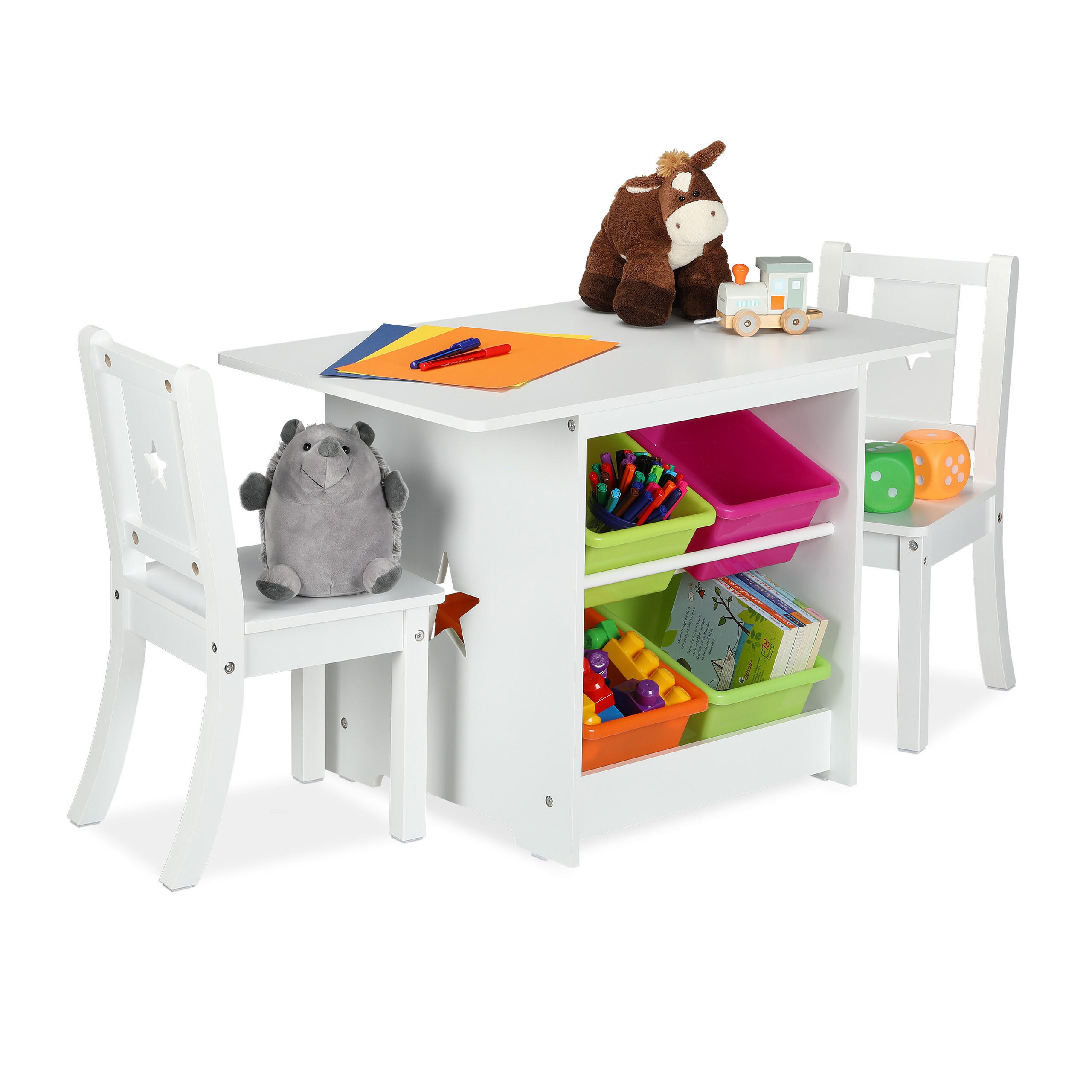 KINDERSITZGRUPPE - Weiß, Holzwerkstoff/Kunststoff (75/52/46cm) - Relaxdays