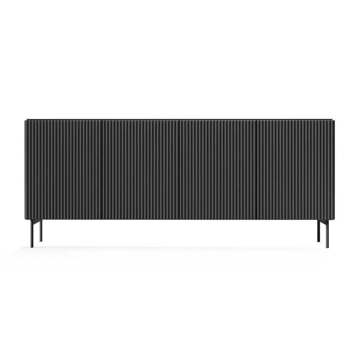 SIDEBOARD TRATTO 195,2/81,2/39,8cm 4 Türen Schwarz - Schwarz, Holzwerkstoff (195.2/81.2/39.8cm) - MASSENO