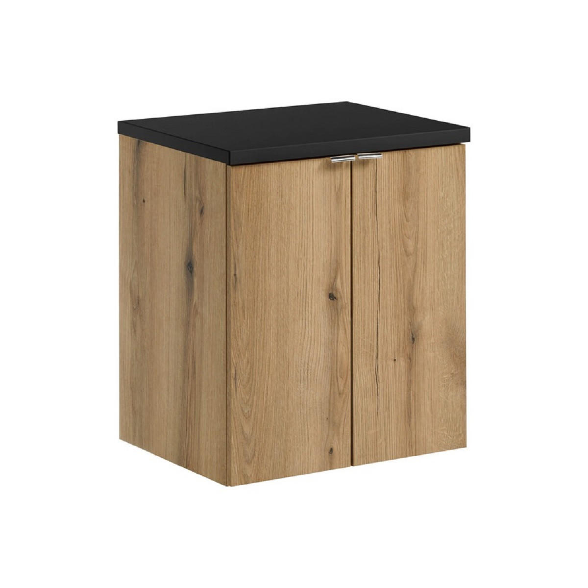 Milaros Markt Waschtischunterschrank Eiche Wotan, Schwarz 50x57x40 cm