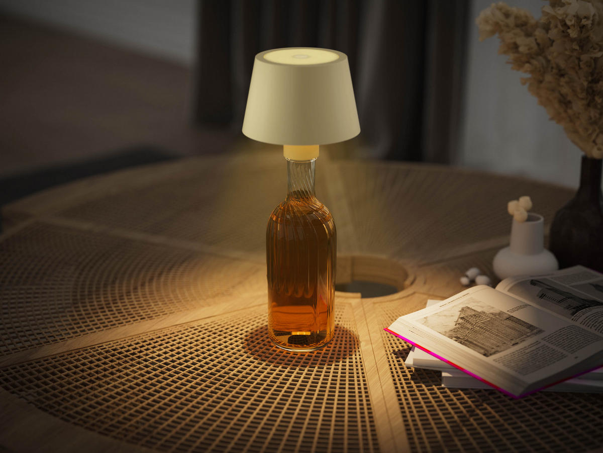 LED-AKKU-TISCHLAMPE - dimmbar mit Touchsensor und warmweißem Licht für Innen und Außen, beige - Beige, Metall (11/11/12.5cm) - Northpoint