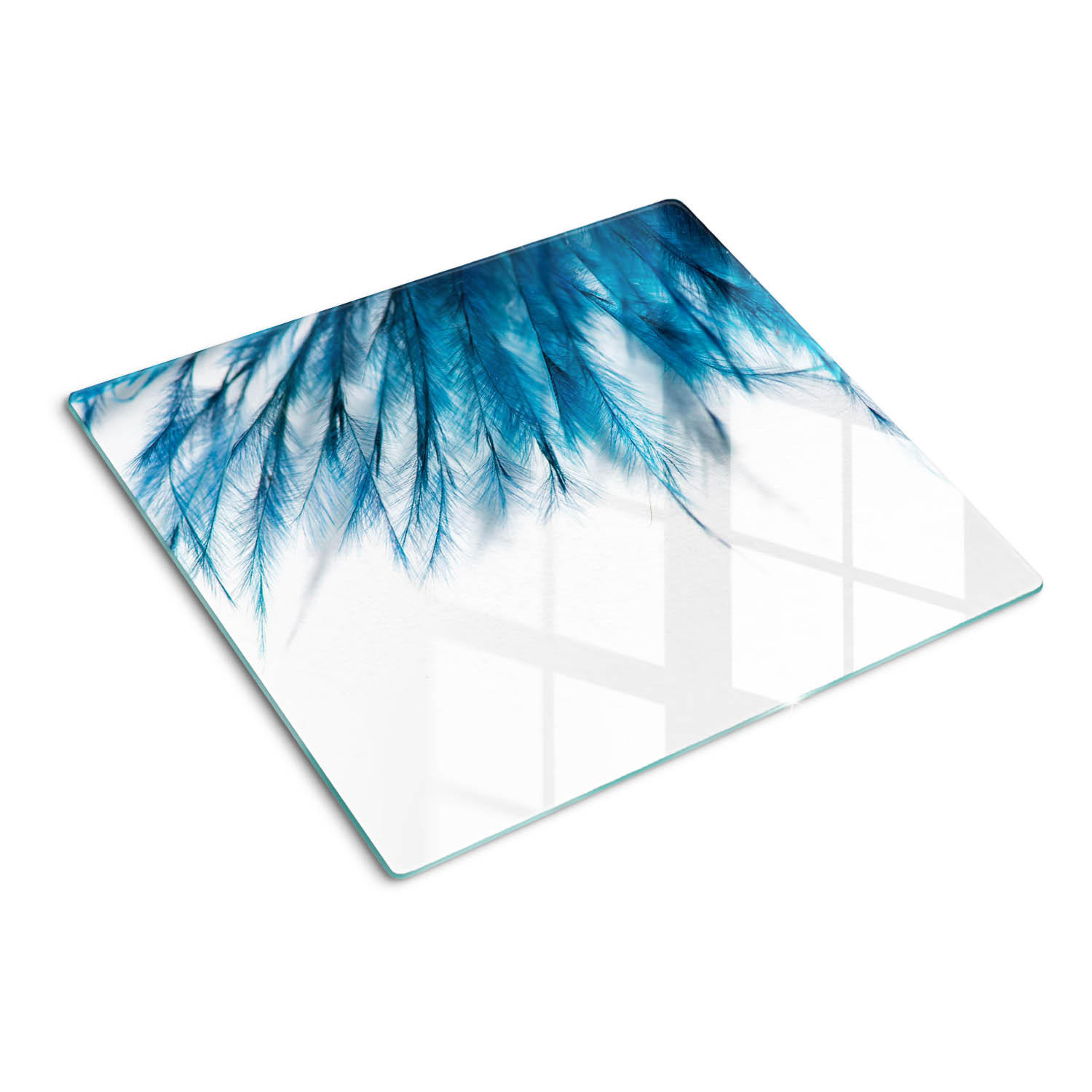 GLASPLATTE 60x52 cm Blaue Federn - Blau, Glas (60/0.4/52cm) - TULUP