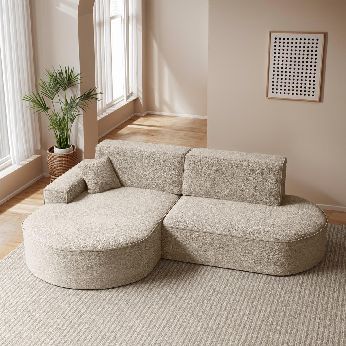 ECKSOFA Modena Pro - Komfort Und Stil stoff Arena Beige Links - Beige, Holz (278/179cm) - Kaiser Möbel