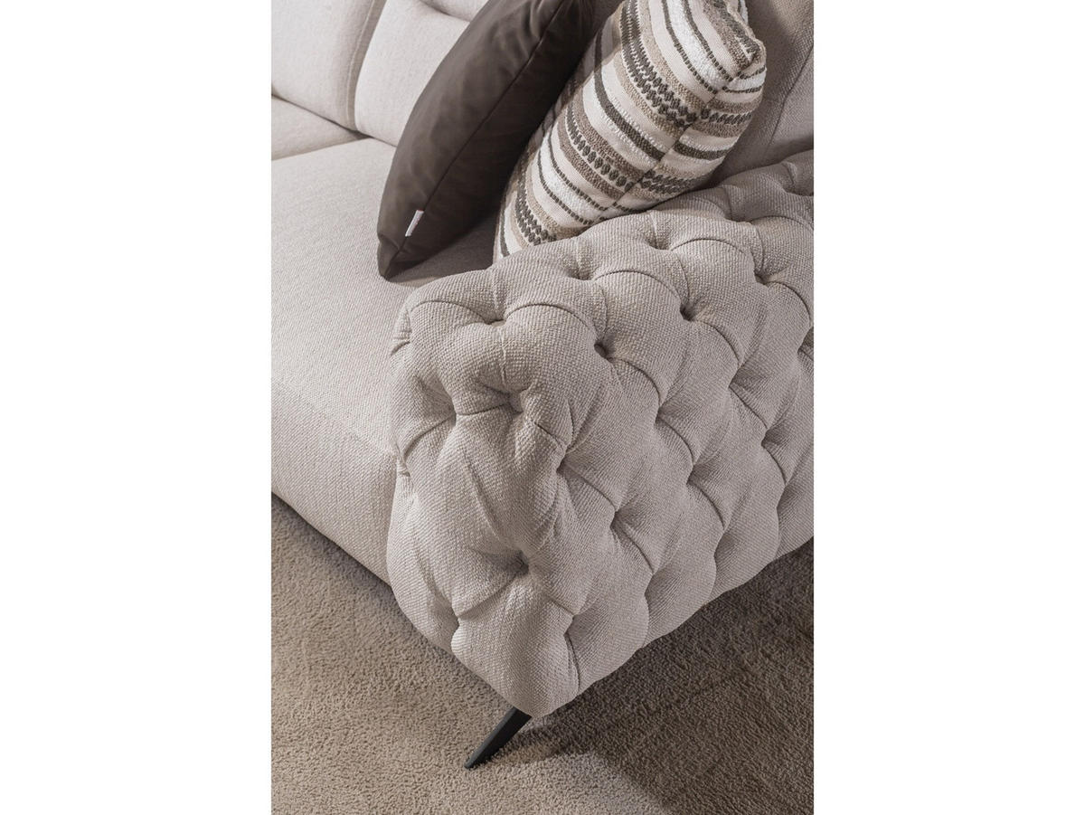 SOFA Havana 2-Sitzer Samt Creme - Beige, Textil/Metall (195/87/95cm) - Villa Möbel