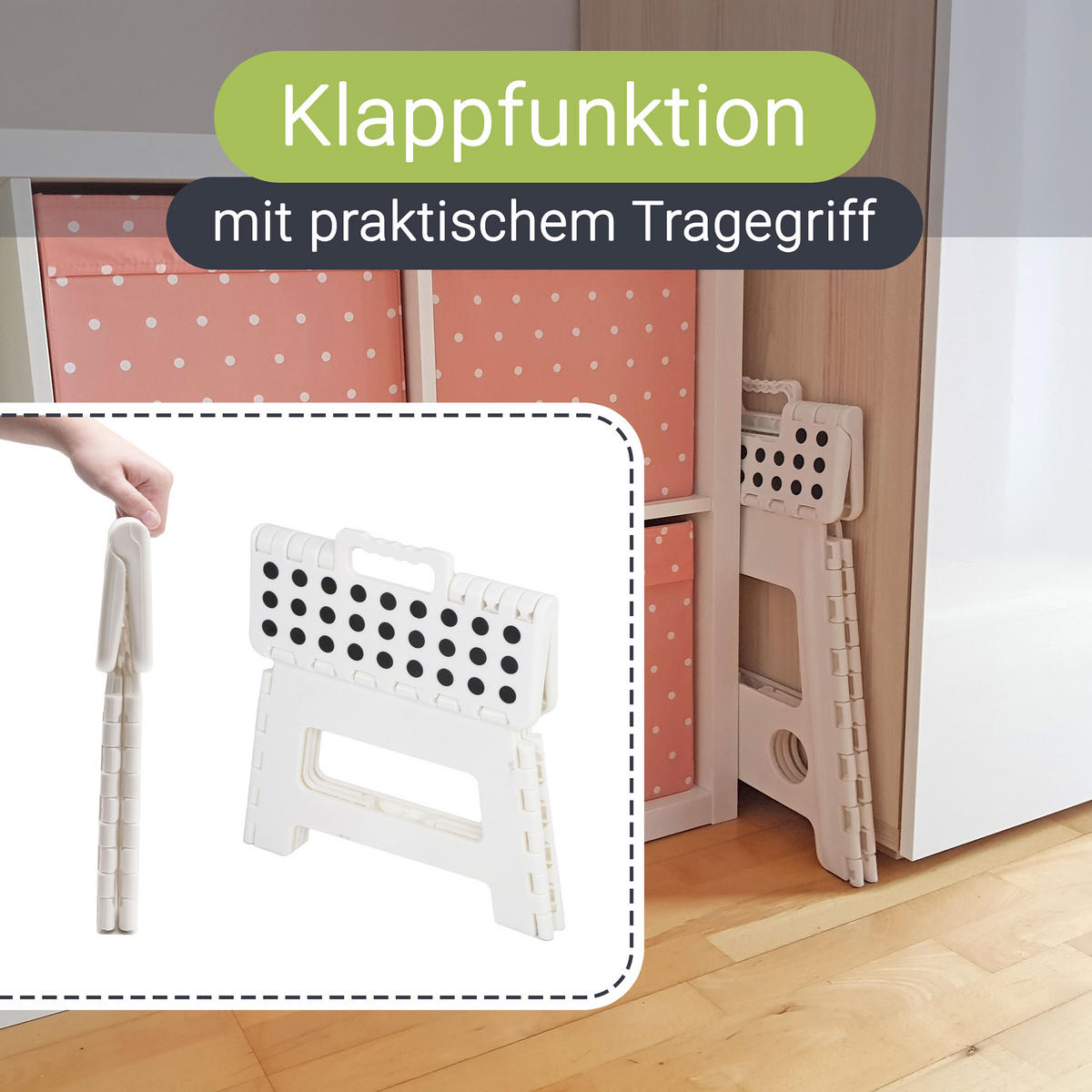KLAPPHOCKER, 100% Kunststoff - Weiß, Kunststoff (29/22/22cm) - Zollner
