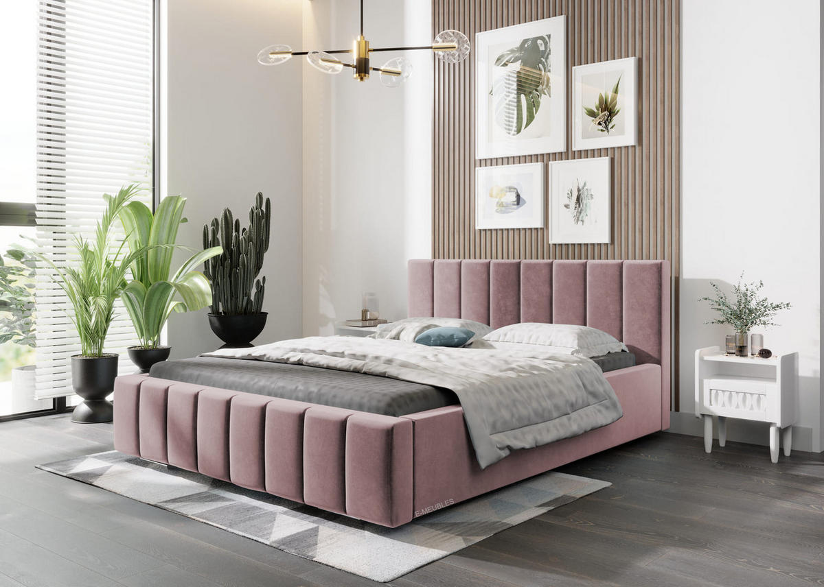 POLSTERBETT Bett 01 - 160x200 - Misty Rose - Rosa, Holz/Textil (160/200cm) - Möblo