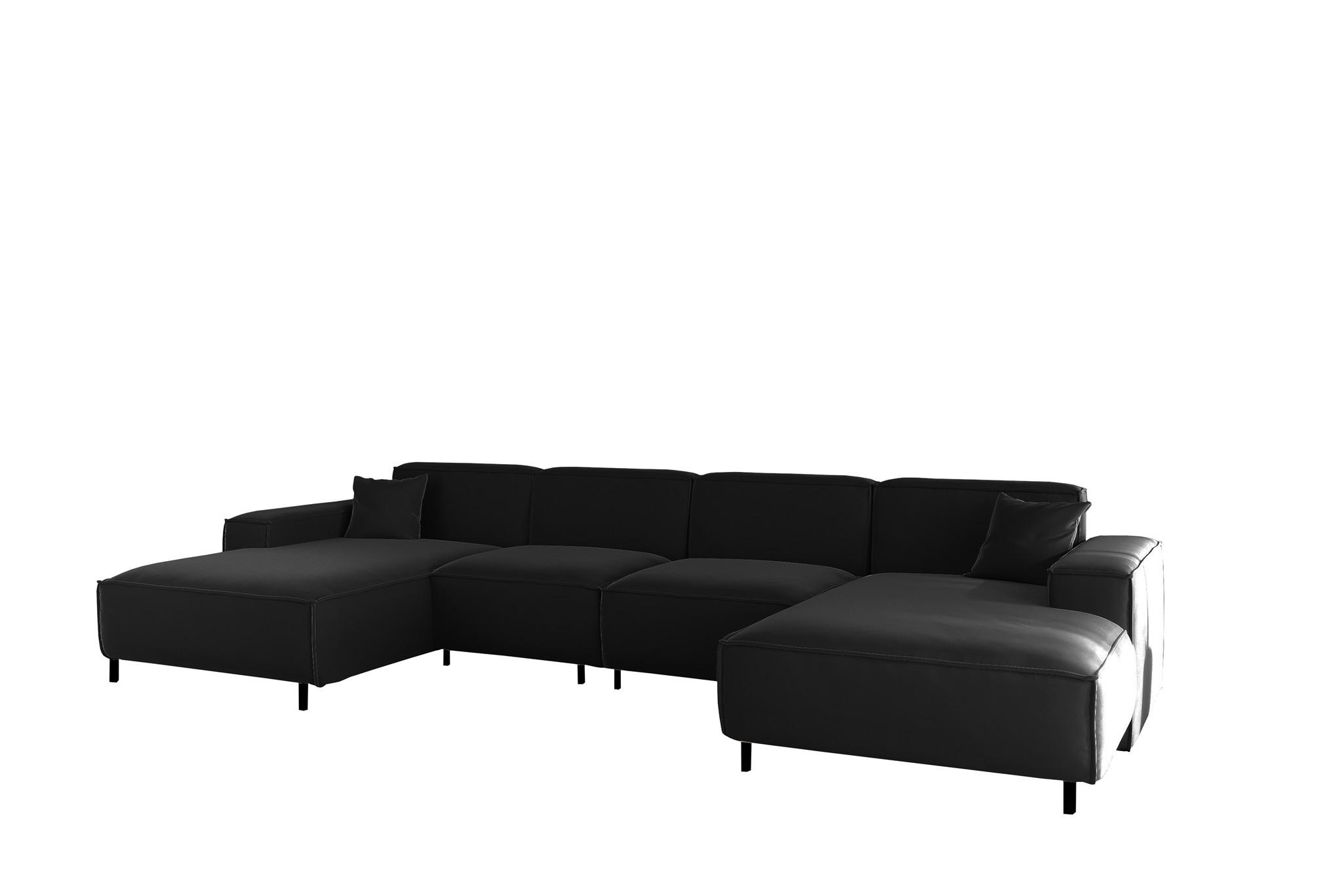 WOHNLANDSCHAFT Gloria In Tiffani - Schwarz, Holzwerkstoff/Textil (378/73/165cm) - Fun Möbel