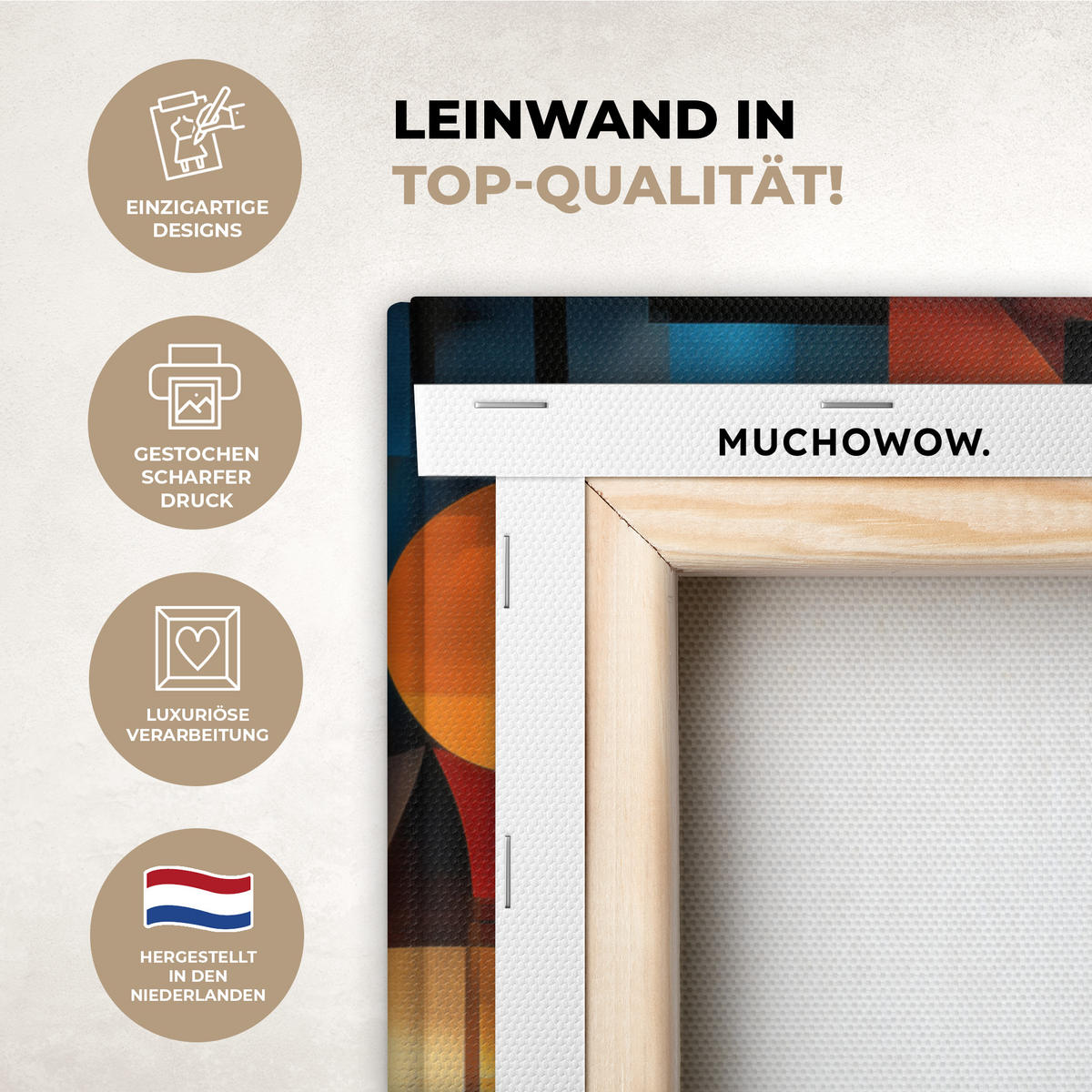 LEINWANDBILD Figuren - Abstrakt - Symbole Gemälde 60x40 cm - Terracotta, Textil (60/40cm) - MuchoWow