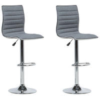 BARHOCKER 2er-Set Polsterbezug Grau Lucerne - Grau, Textil/Metall (40/116/39cm) - Beliani
