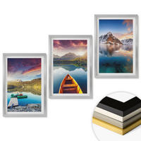 WANDBILDER 3er Set - 40x60 cm Silberner Rahmen - Seen, Berge, Boote, Frieden - Silberfarben, Kunststoff (40/60cm) - ArtPrintCave