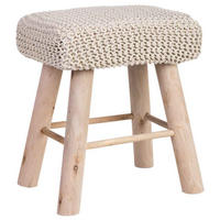 HOCKER aus Holz und Baumwolle, weiß, 26x39x44cm - Weiß, Holz (26/44/39cm) - Wanderlust
