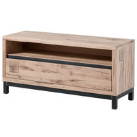 TV-BOARD Wildeiche 120x40x56 bianco geölt VILLANDERS #212 - Beige, Holz (120/56/40cm) - Massivmoebel24