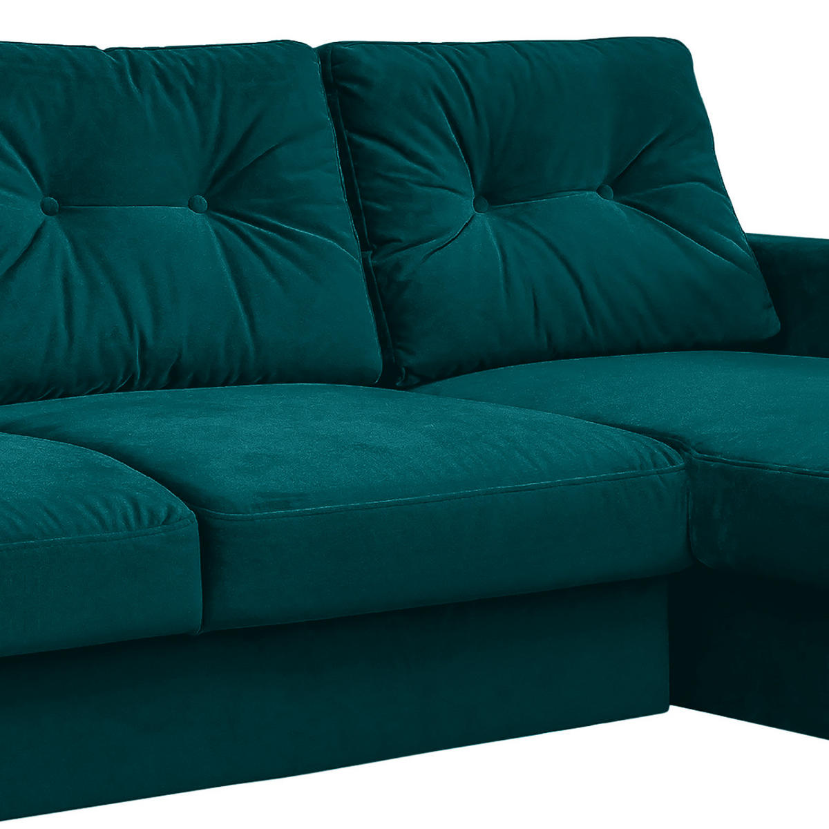 ECKSOFA mit Longchair - Petrol/Schwarz, Buchenholz/Textil (233/148cm) - home24