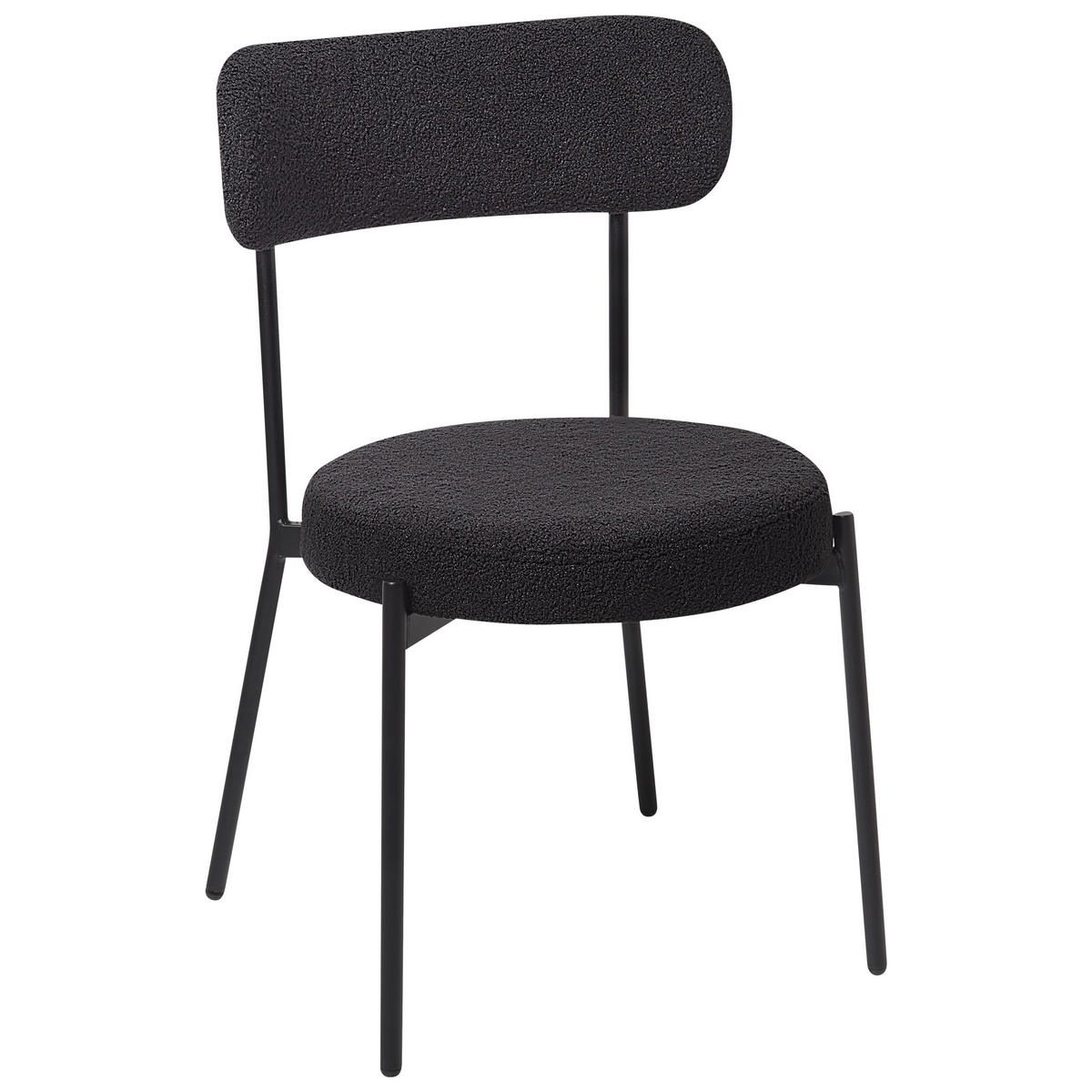 STUHL 2er-Set Bouclé Schwarz Allison - Schwarz, Textil (47/77/52cm) - Beliani