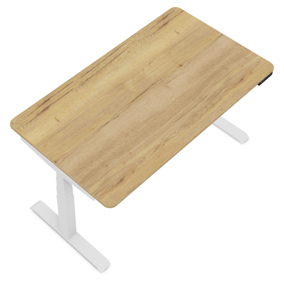 SCHREIBTISCH Elektrisch Höhenverstellbarer Familien Schreibtisch Pitino Curved Eiche Natura Signalweiß 120/70/52.5-121cm - Weiß/Eiche Artisan, Holzwerkstoff/Metall (70/120/121cm) - ASSMANN