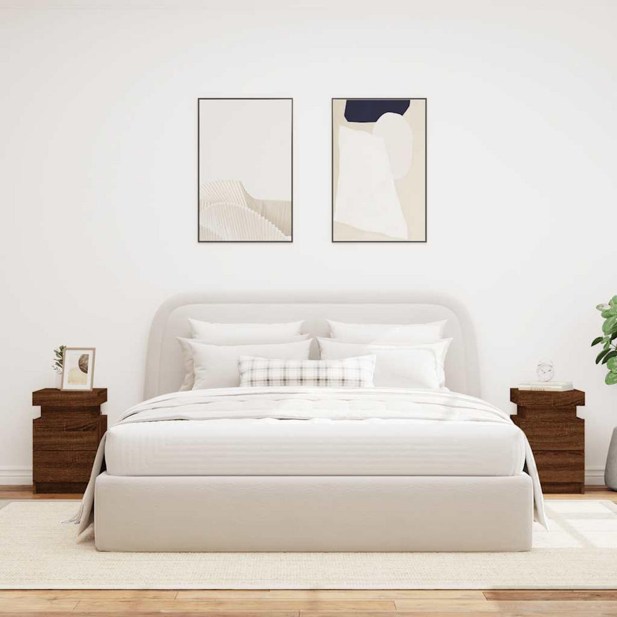 NACHTTISCH 2 Stk. mit Led-Leuchten 35/39/55cm in Braun Eiche-Optik - Dunkelbraun, Holz (35/55/39cm) - vidaXL