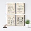 POSTER Set mit 4 Jahrgang Brettspiele Patent A4 Schwarzer Rahmen - Schwarz, Papier (29.7/3cm) - Nacnic