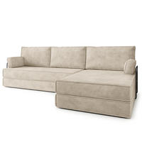 ECKSOFA ANKO modulares Boneless Sofa mit Schlaffunktion Creme Kordstoff - Creme, Textil (270/160cm) - MASSENO