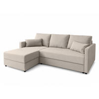 ECKSOFA L Form Dolceo Beige 226/140/78 cm – Schlaffunktion Universell Rechts Links - Beige/Schwarz, Kunststoff/Textil (226/140cm) - AX Living
