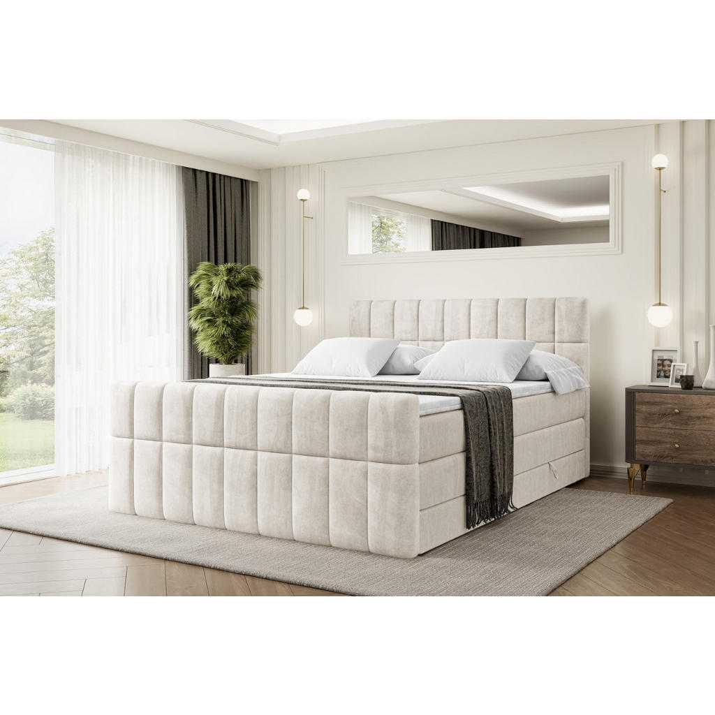 Thumbnail - Altdecor Boxspringbett, Creme, Holzwerkstoff, Höhe ca. 20 cm, 120x200 cm, Schlafzimmer, Betten, Boxspringbetten