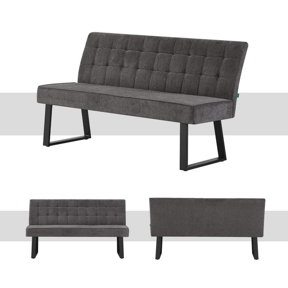 SITZBANK EMMA - Anthrazit, Metall (160/89/65cm) - DUBI Möbel