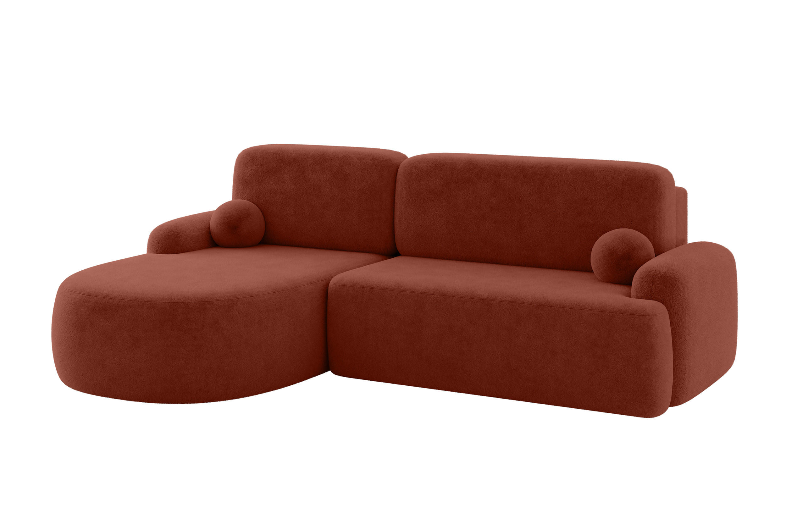 ECKSOFA mit Schlaffunktion und Bettkasten LIRA-L - 264x172x89 Terrakotta - Kupferfarben, Holzwerkstoff/Textil (264/172cm) - ALTDECOR