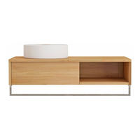 EINZELWASCHTISCH - 105 cm x 50 cm - Holz, Platte - Naturfarben Hell - KUPANG - Naturfarben, Holz (105/32/50cm) - Vente-Unique