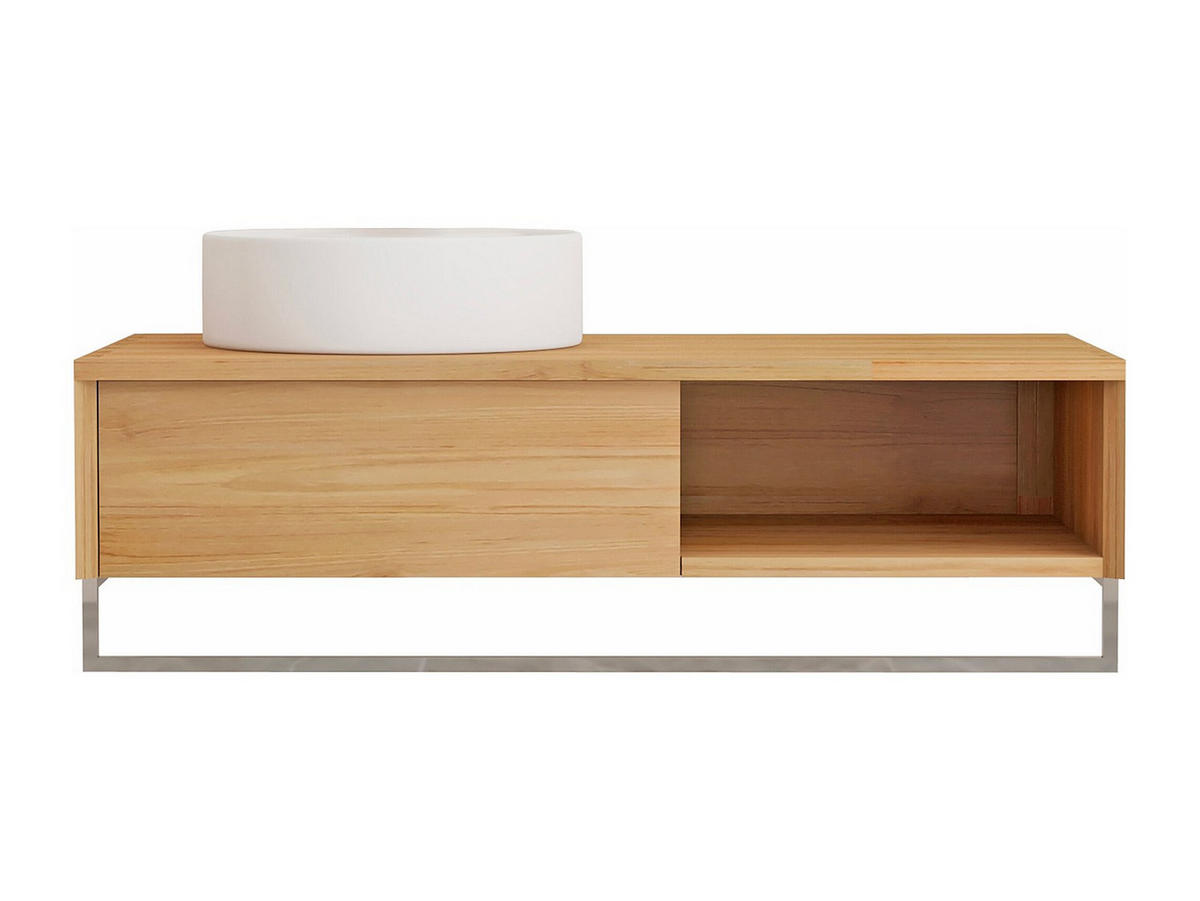 EINZELWASCHTISCH - 105 cmcm x 50 cmcm - Holz, Platte - Naturfarben Hell - KUPANG - Naturfarben, Holz (105/32/50cm) - Vente-Unique