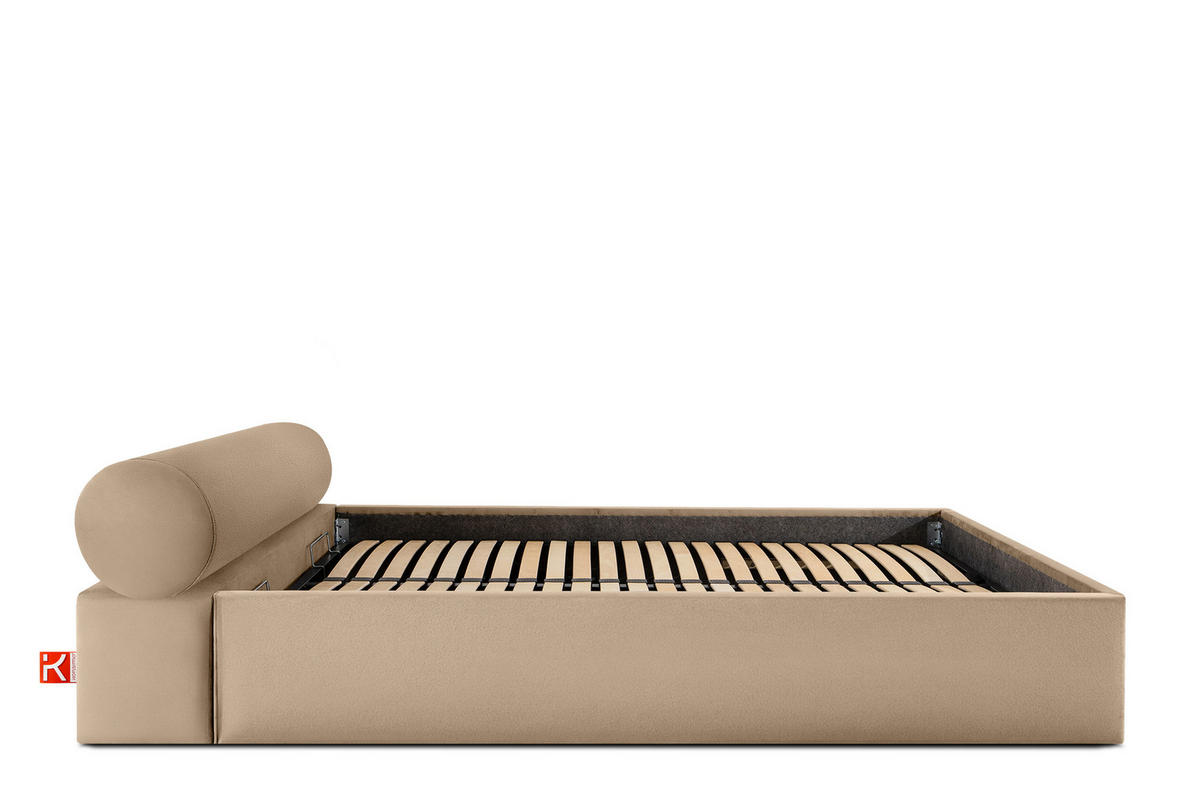 POLSTERBETT LUNEO - Beige/Schwarz, Holz/Holzwerkstoff (202/204cm) - KONSIMO®