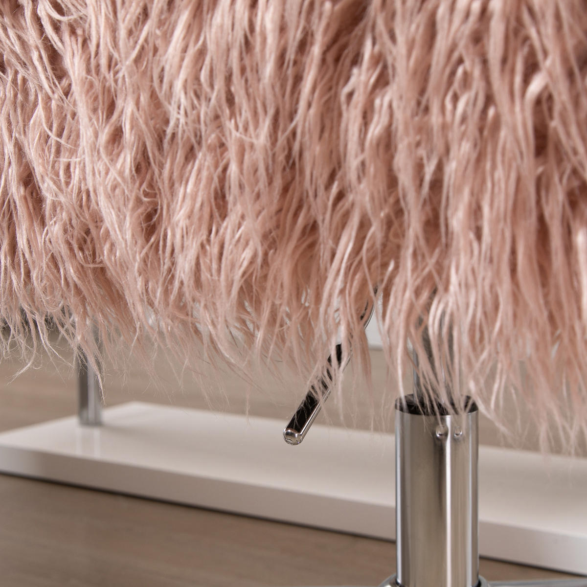 DREHSTUHL Rosa, Kunstfell, Silber, ergonomisch - Pink, Metall (60/85/57cm) - SHOPENTRA