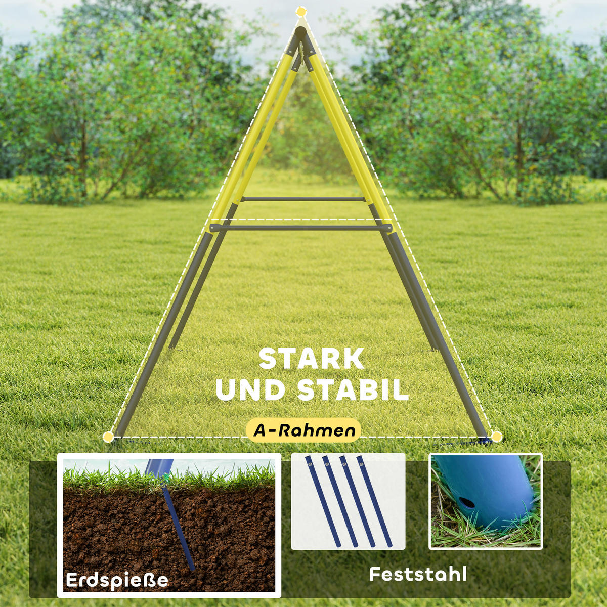 SCHAUKELGESTELL Stahl Blau - Blau, Metall (160/260cm) - AIYAPLAY