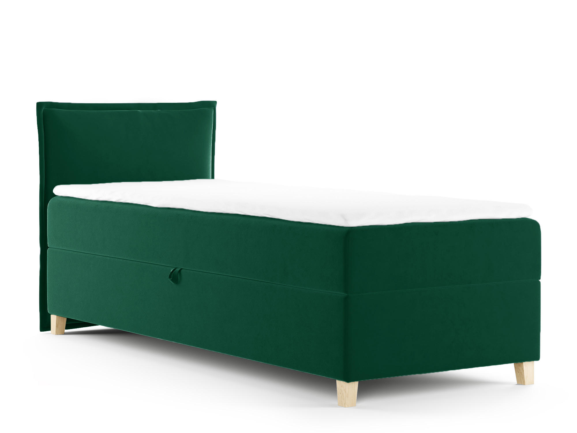 BOXBETT Fren Mini - 90x200 - grün (Kronos 19, Velvet) - Beige/Grün, Holz/Holzwerkstoff (90/200cm) - Sofnet