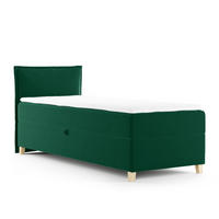 BOXBETT Fren Mini - 90x200 - grün (Kronos 19, Velvet) - Beige/Grün, Holz/Holzwerkstoff (90/200cm) - Sofnet