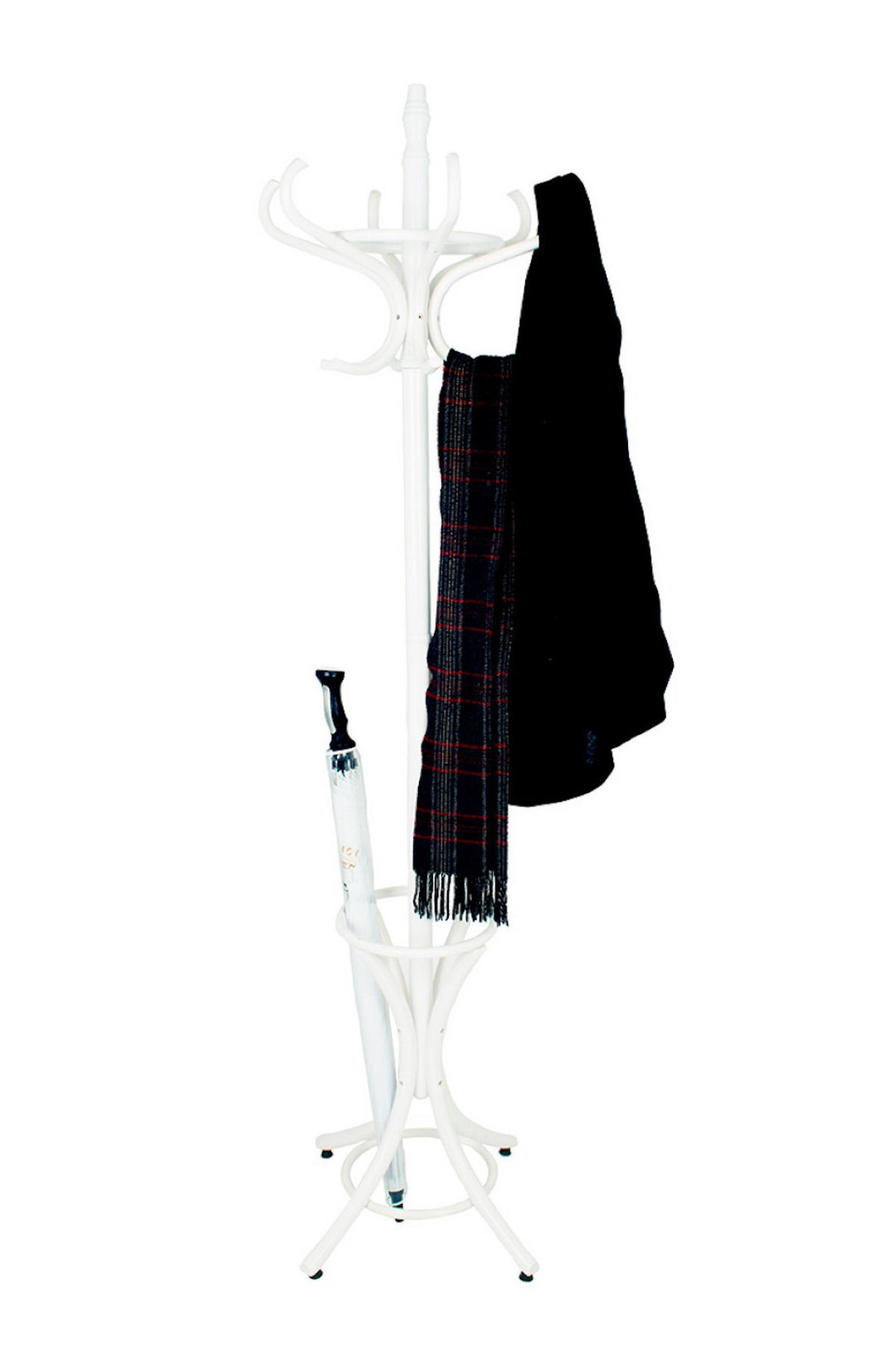 GARDEROBE Aus Holz Höhe 185 cm Drehbare Krone & 12 Haken Weiß - Weiß, Metall (55/185/55cm) - PROREGAL