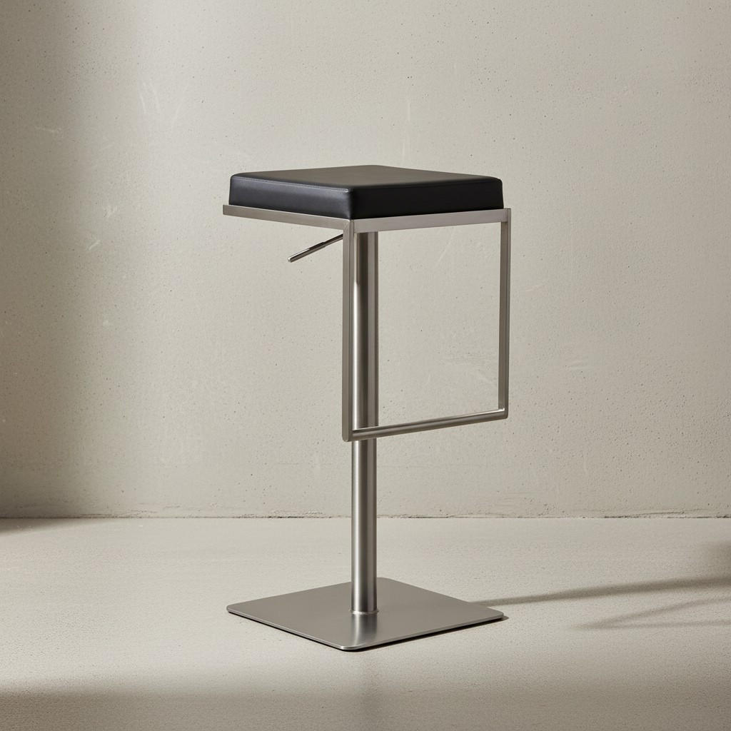 BARHOCKER – Schwarz, Kunstleder, Edelstahl, höhenverstellbar, drehbar, gepolstert, Modern - Silberfarben/Schwarz, Kunststoff/Textil (38/91/39cm) - KADIMA DESIGN