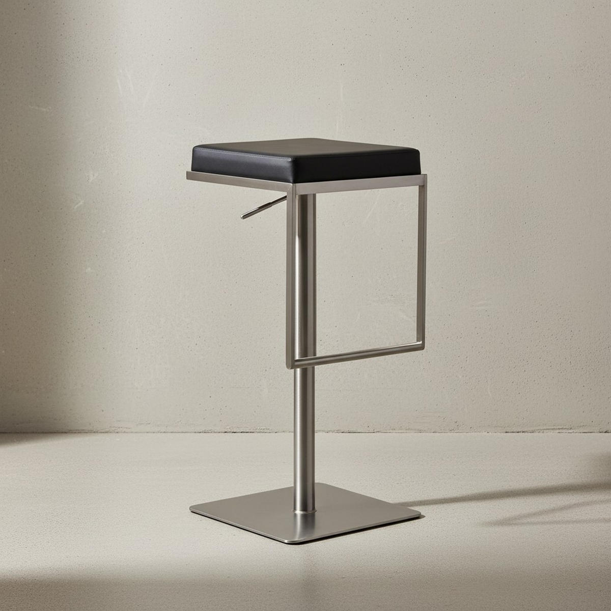 BARHOCKER – Schwarz, Kunstleder, Edelstahl, höhenverstellbar, drehbar, gepolstert, Modern - Silberfarben/Schwarz, Kunststoff/Textil (38/91/39cm) - KADIMA DESIGN