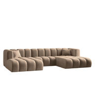 ECKSOFA U-from Grand modular Stoff Salvador Dunkelbeige - Cappuccino, Holz (317/179cm) - Kaiser Möbel