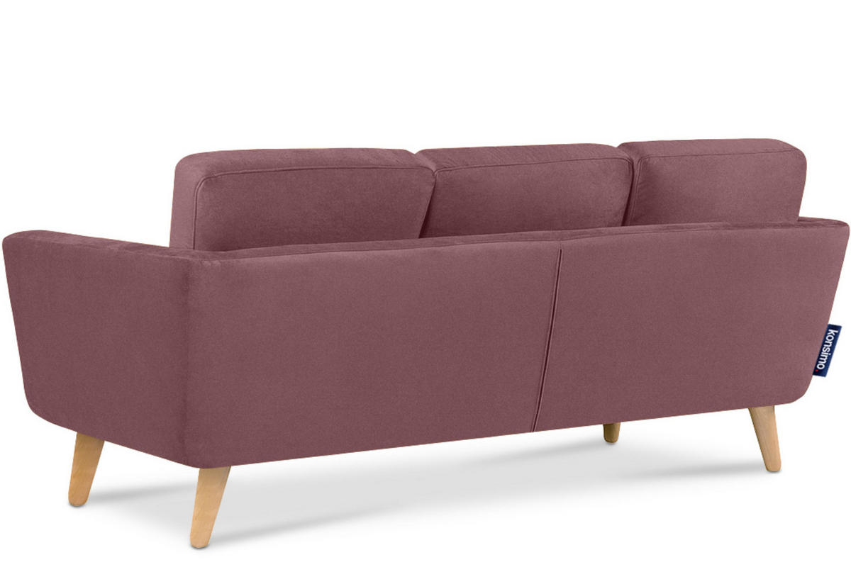 3-SITZER-ECKSOFA-LINKS TAGIO mit Ottomane , rosa - Koralle/Braun, Buchenholz/Textil (190/151cm) - KONSIMO®