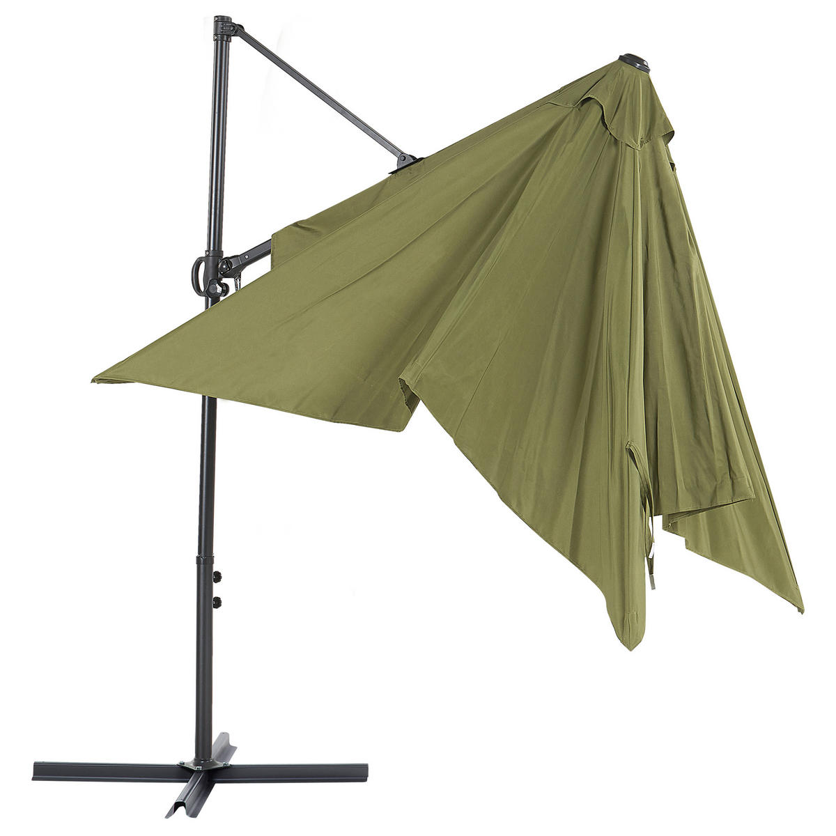 AMPELSCHIRM olivgrün/schwarz 245/245 cm Monza II - Schwarz/Grün, Textil (245/245cm) - Beliani