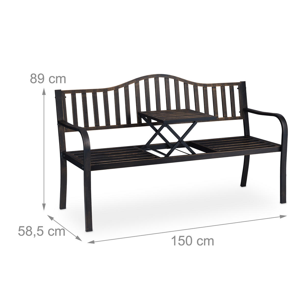 GARTENBANK - Multicolor, Metall (150/89/58.5cm) - Relaxdays