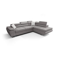 ECKSOFA KONGO RBN04, Eckcouch in L-Form mit Schlaffunktion, Farbe: Grau, Velourstoff, Ottomane Rechts - Grau, Textil (272/200cm) - O-Sofa