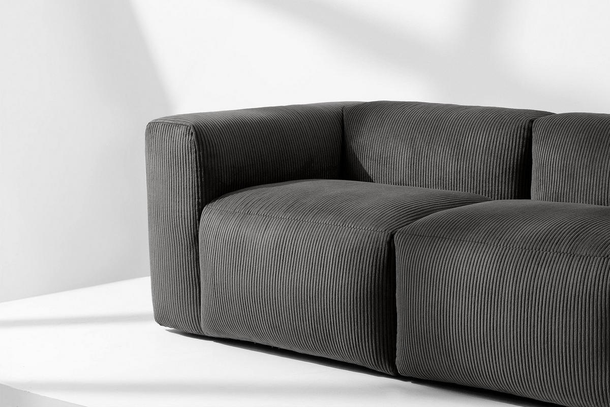 2-SITZER-MODULSOFA BUFFO mit extrem weicher und bequemer Sitzfläche, Kordstoff, grau - Grau, Textil (210/73/96cm) - KONSIMO®