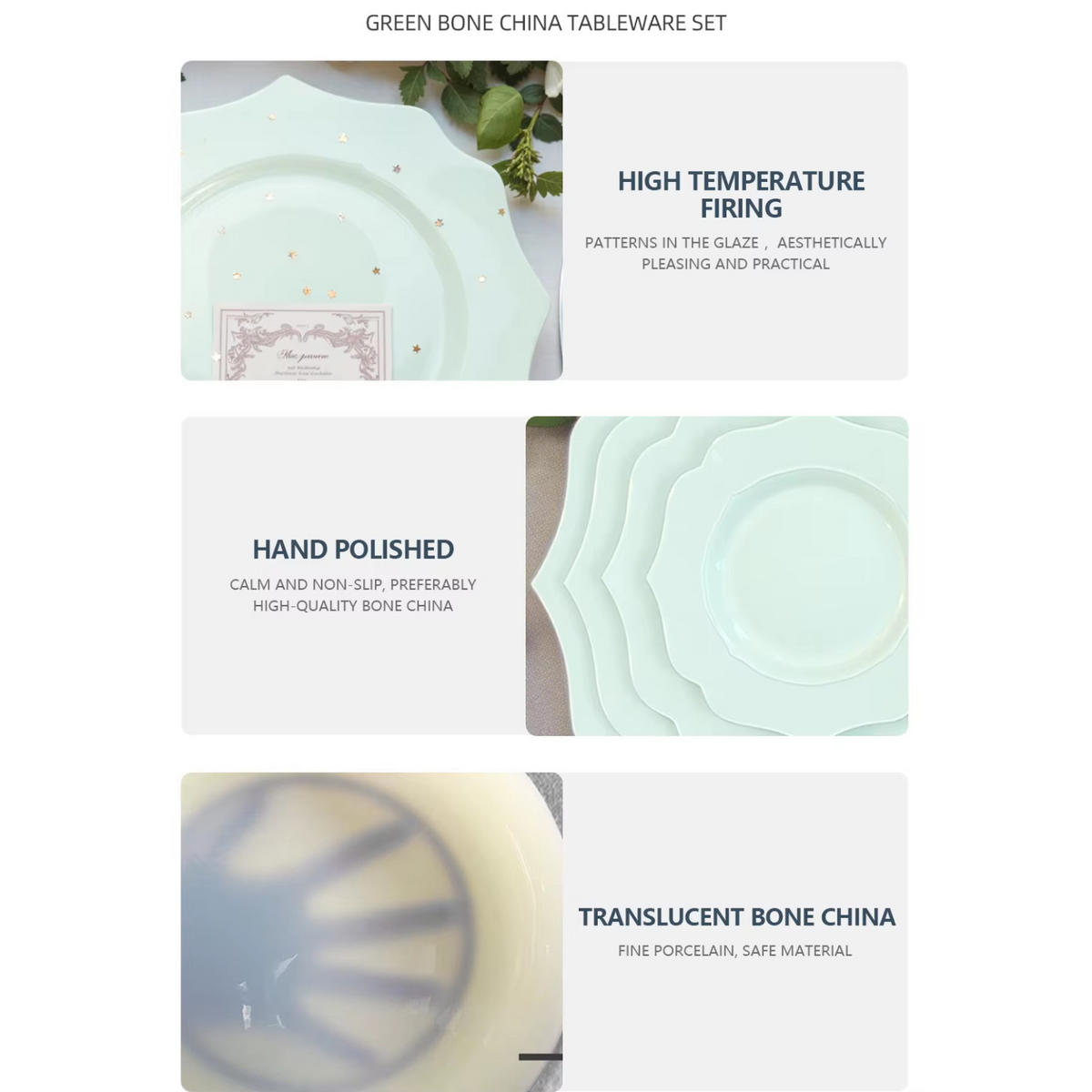 TELLERSET Mintgrün Bone China 4tlg Ø33 Ø27 Ø22 Ø16 cm - Grün, Keramik (33/33/3cm) - Quality Elegance