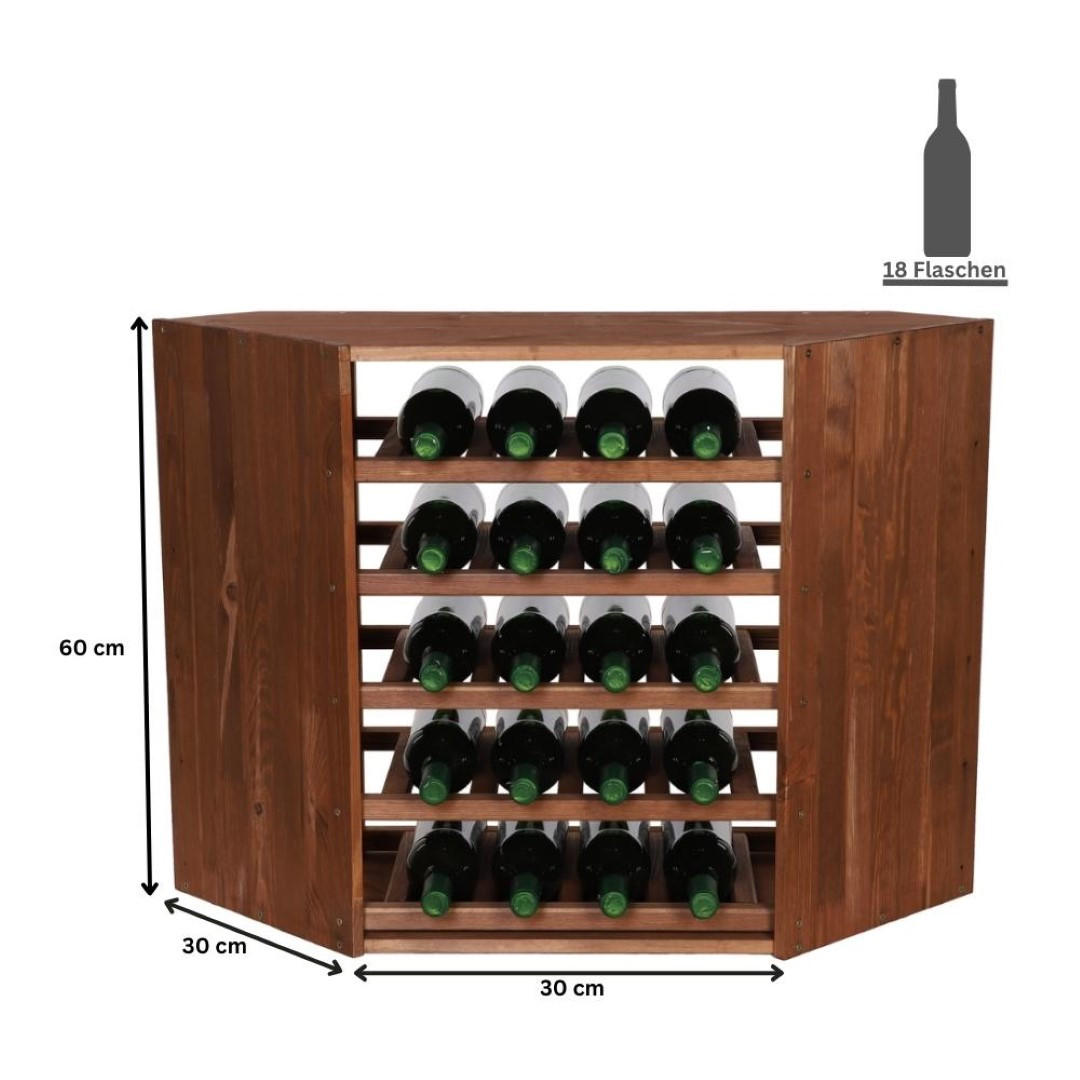 WEINREGAL Vincellar Mod 60x30x30 cm Eckmodul Für 18 Flaschen Massives Kiefernholz Braun Geölt - Braun, Holz (30/60/30cm) - PROREGAL