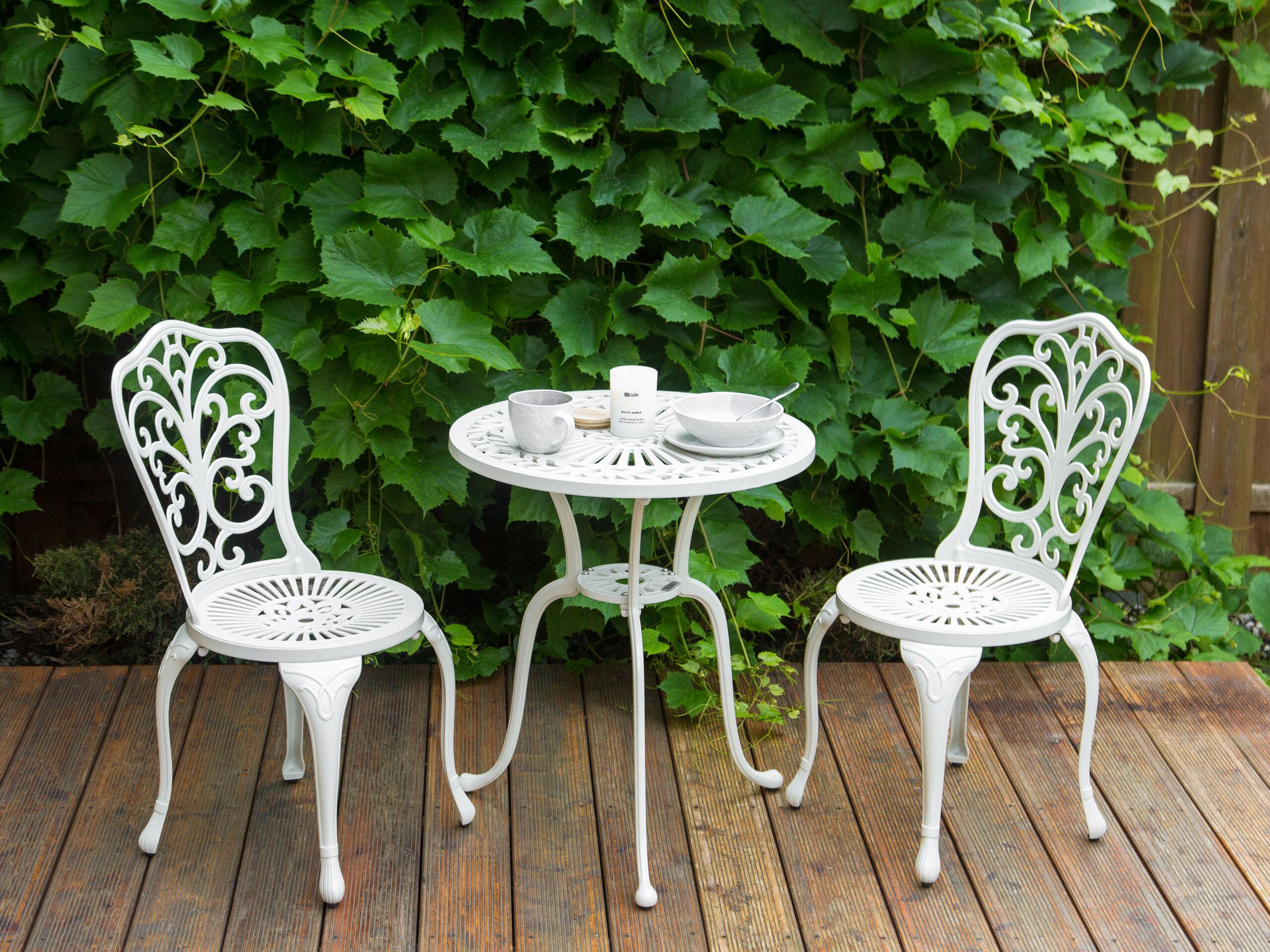 BISTRO-SET 2-Sitzer Weiß Triora/Dascio - Weiß, Metall - Beliani